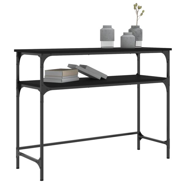 vidaXL Console Table Black Engineered wood, Metal 39.4 x 14.0 x 29.5 in