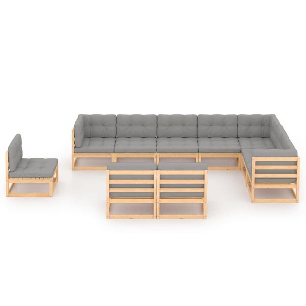 vidaXL Garden Lounge Set Natural Wood Solid Pinewood Large Seats Many