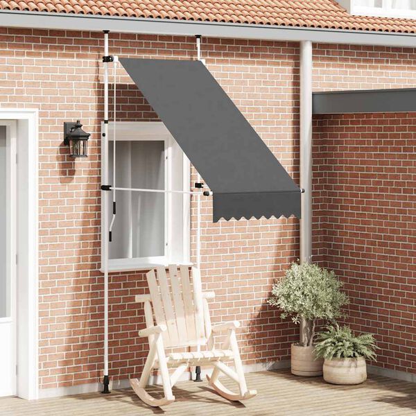 vidaXL Retractable Awning Anthracite Steel 39.4 in wide, 47.2 in out