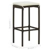 vidaXL Bar Stool Set of 2 Brown PE rattan, steel Standard Footrest
