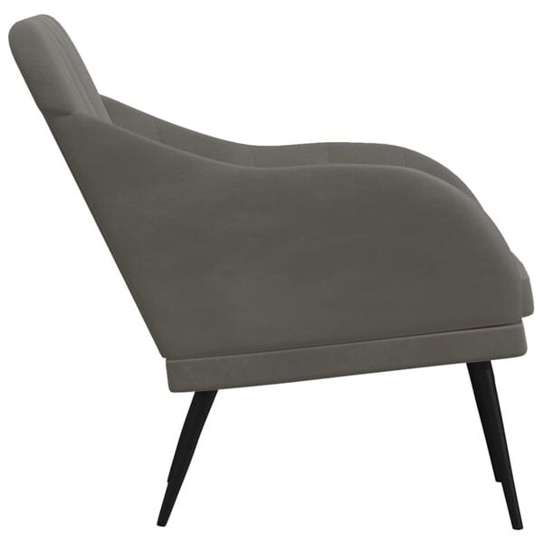 vidaXL Armchair Dark grey Velvet (100% polyester), Metal, Plywood Medium