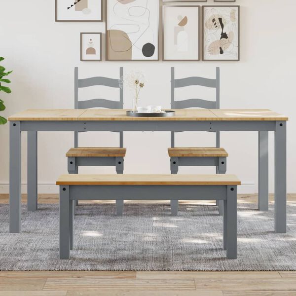 vidaXL Dining Table Panama Gray Solid Pine Wood 70.9x35.4x29.5 in