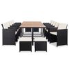 vidaXL Garden Table and Chair Black and cream white