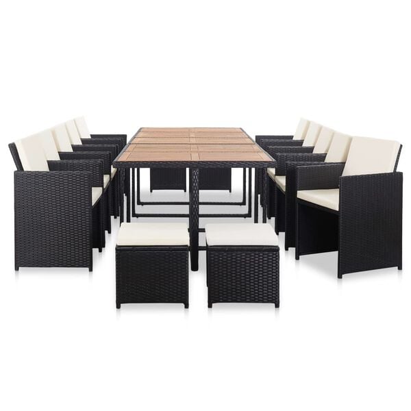 vidaXL Garden Table and Chair Black and cream white