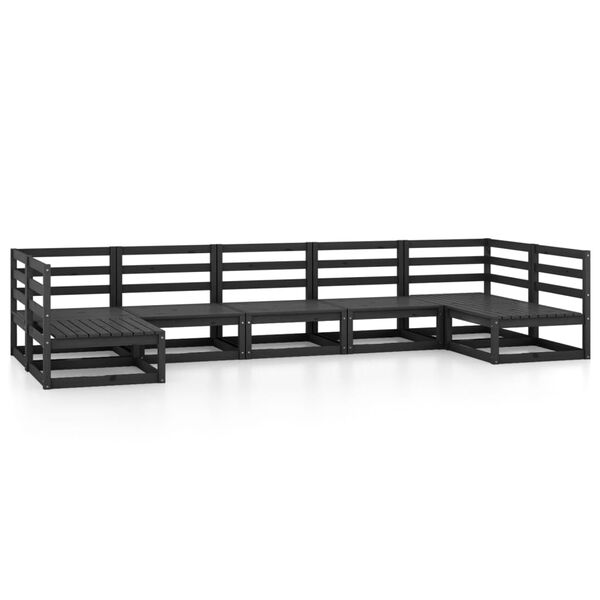 vidaXL Garden Lounge Set Black Solid pinewood Medium Modular