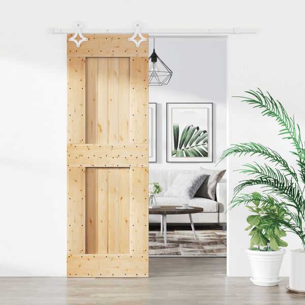 vidaXL Sliding Door with Hardware Set 27.6x82.7" Solid Wood Pine