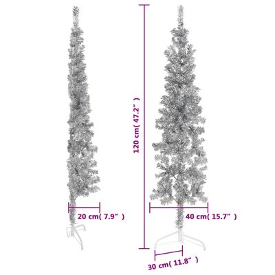 vidaXL Slim Artificial Half Christmas Tree with Stand Silver 4 ft