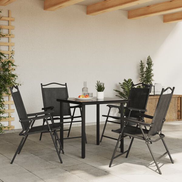 vidaXL Garden Chair Set of 4 Melange grey Textilene fabric, Steel