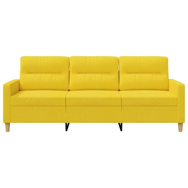 vidaXL 3-seater Sofa Light Yellow Fabric (100% polyester), metal 3-Seater