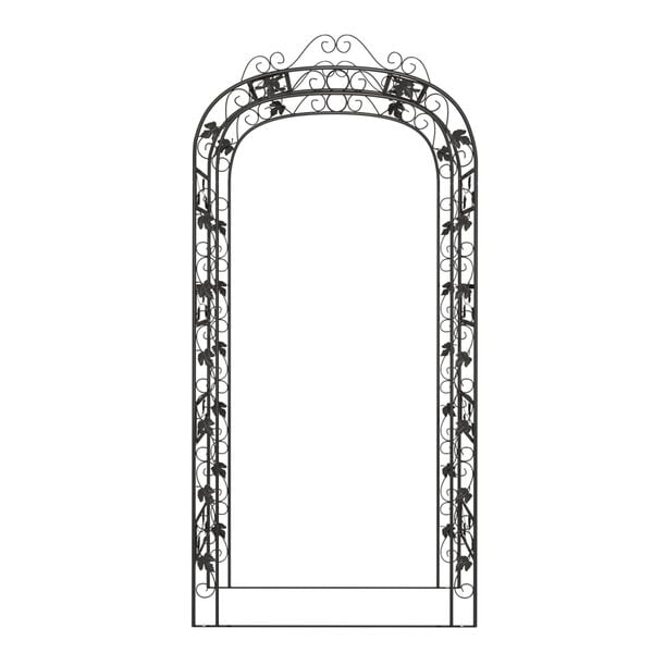 vidaXL Garden Arch Black Powder-Coated Steel Large Decorative Inlays
