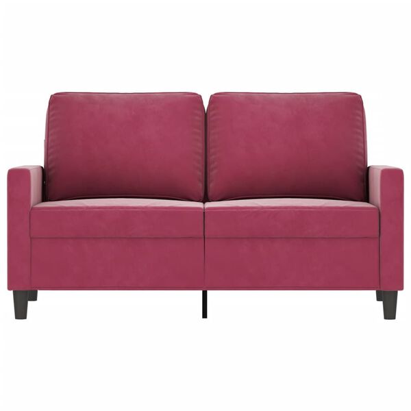 vidaXL 2-seater Sofa Wine red Velvet (100% polyester), metal, textilene