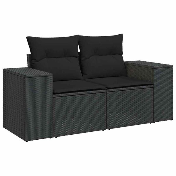 vidaXL Garden Sofa Set Black PE Rattan Large Modular Garden Sofa Set
