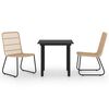 vidaXL Dining Set Oak and black Poly rattan, powder-coated steel, glass