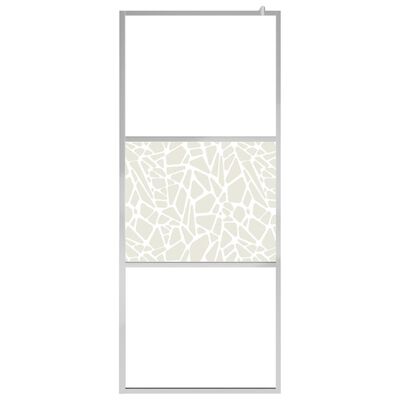 vidaXL Walk-in Shower Wall ESG Glass with Stone Design 35.4"x76.8"