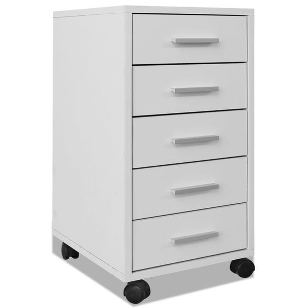 vidaXL Office Drawer Unit White Engineered wood, MDF, Aluminum Compact