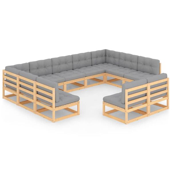 vidaXL Garden Lounge Set Natural Wood Solid Pinewood Large Modular