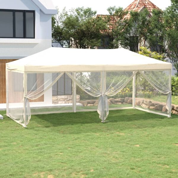 vidaXL Folding Party Tent with Sidewalls Cream 9.8'x19.7'