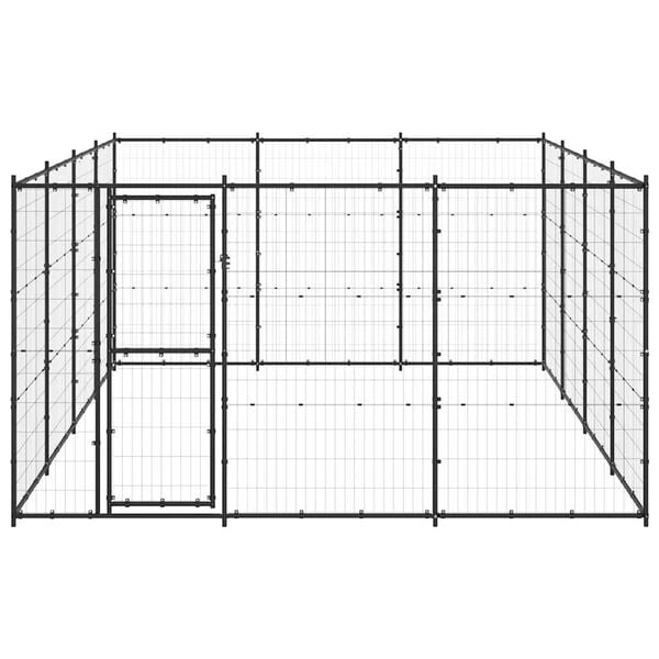 vidaXL Dog Kennel Black Powder-coated steel Large Durable Dog Kennel