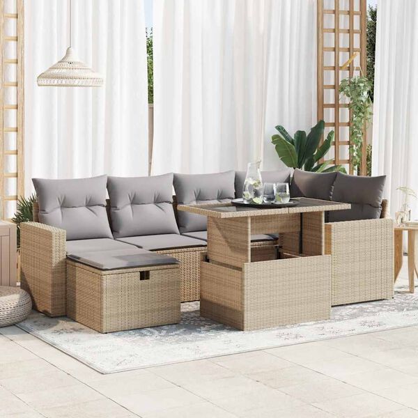 vidaXL Garden Sofa Set Beige, Black, Light Grey