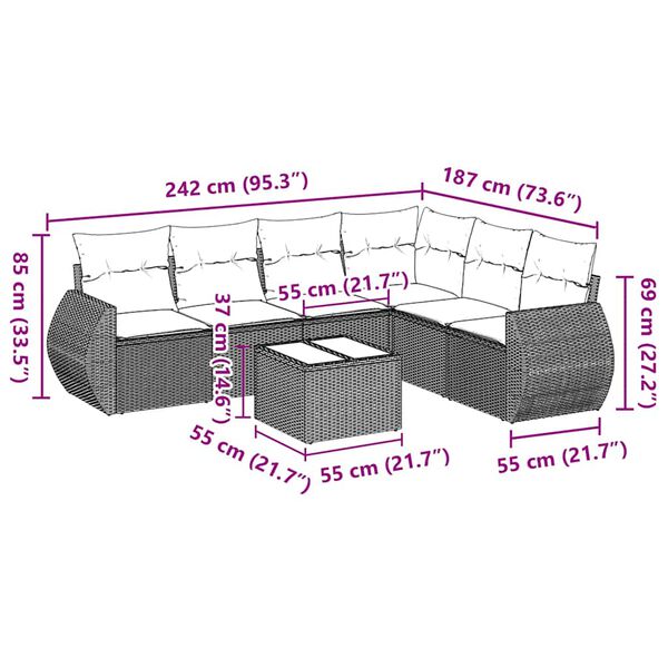 vidaXL Garden Sofa Set Black