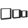 vidaXL Wall Cube Shelf Set of 3 Black MDF Large, Medium, Small