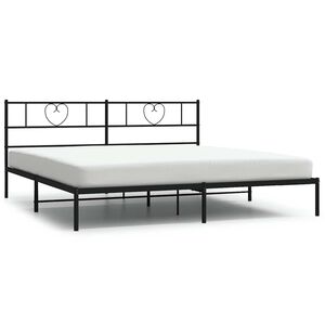 vidaXL Bed Frame Black Powder-Coated Steel Double Bed Frame
