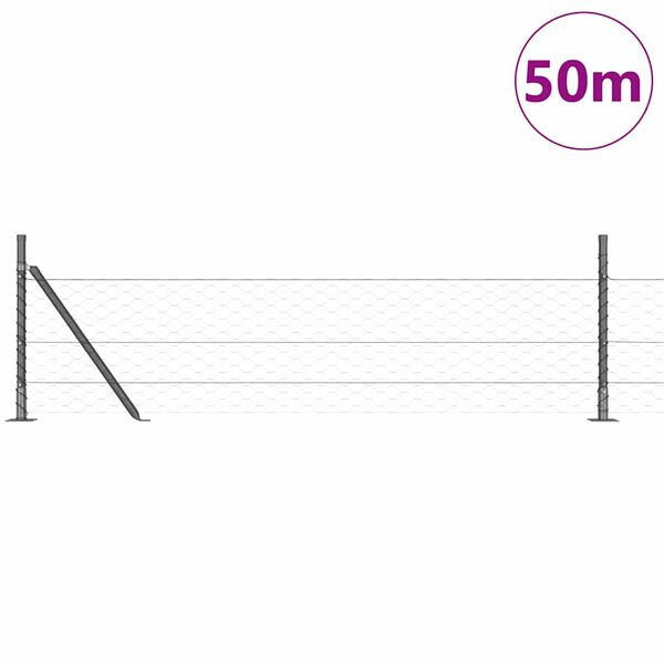 vidaXL Fence with Posts Gray 0.5 x 50 m PVC-coated steel