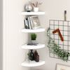 vidaXL Corner Shelf Set of 4 White Honeycomb MDF, Metal