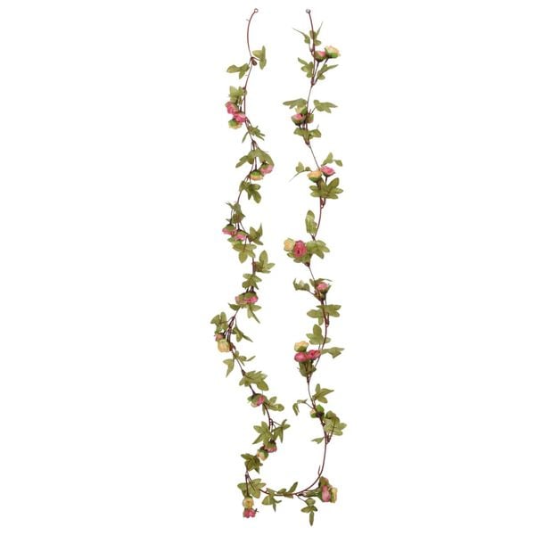 vidaXL Christmas Flower Garland Pink Artificial silk, PE (Polyethylene)
