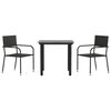 vidaXL Garden Dining Set Black Poly Rattan, Steel, Tempered Glass Compact
