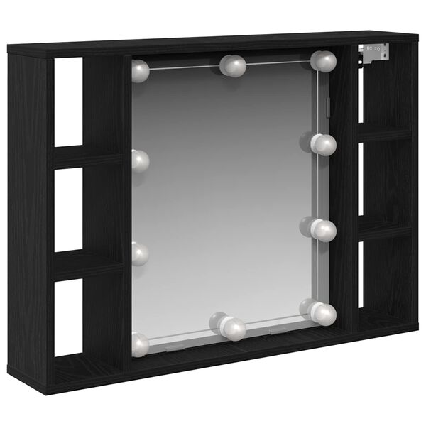 vidaXL Mirror Cabinet with Shelf Black Oak 29.92 x 5.91 x 21.65 in