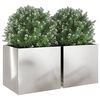 vidaXL Planter Set of 2 Silver Stainless Steel Large Decorative Inlays