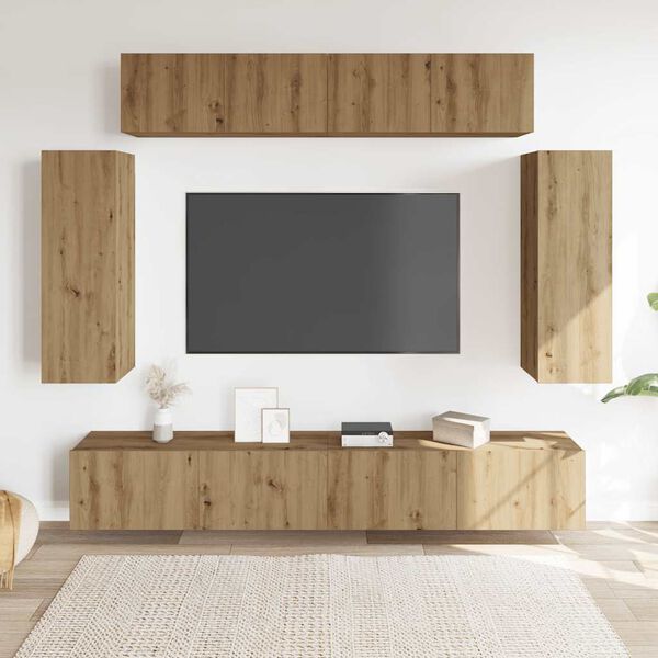 vidaXL TV Cabinet Set Set of 6 Artisan Oak Engineered Wood