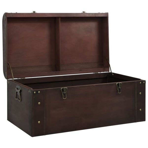 vidaXL Treasure Chest Dark brown Plywood, Fir veneered engineered wood