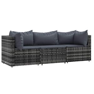 vidaXL Patio Lounge Set Grey with Anthracite cushions