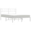 vidaXL Bed Frame White Powder-Coated Steel King Bed Frame Rectangular