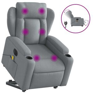 vidaXL Electric Stand Up Massage Recliner Chair Light Gray