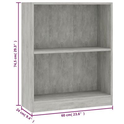 vidaXL Bookshelf Concrete Gray 23.6"x9.4"x29.3" Chipboard