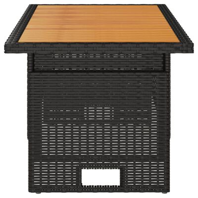 vidaXL Patio Table Black 39.4"x19.7"x16.9"/24.8" Solid Wood Acacia&Poly Rattan