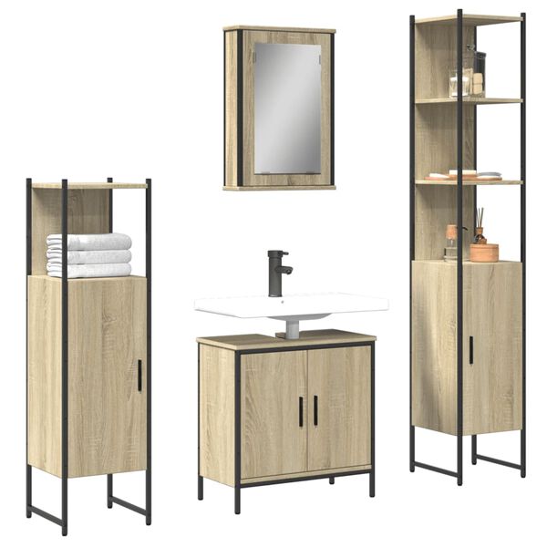 vidaXL Bathroom Furniture Set Sonoma oak Engineered wood Medium