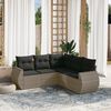 vidaXL Garden Sofa Set Grey Poly Rattan 5 Piece Modular