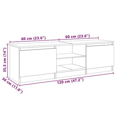 vidaXL TV Stand with LED Lights White 47.2"x11.8"x14"
