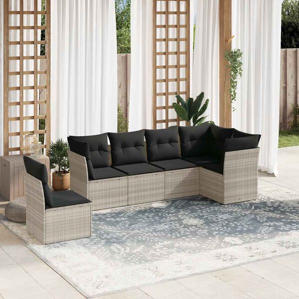 vidaXL Garden Sofa Set Light Grey PE Rattan L-Shaped Modular