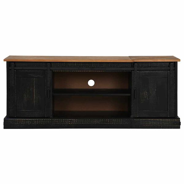 vidaXL TV Cabinet Black Solid Pine Wood and Metal Large