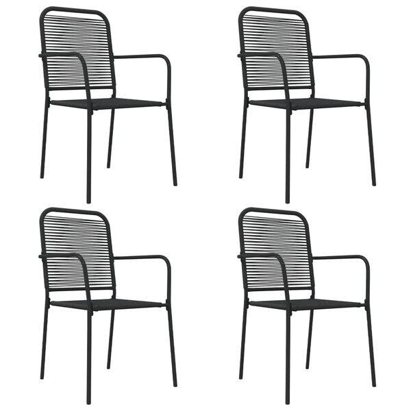 vidaXL Garden Dining Set Black Cotton Rope Medium Stackable Dining Set