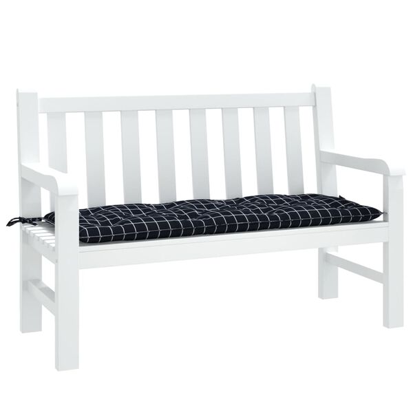vidaXL Garden Bench Cushion Black check pattern 100% Polyester