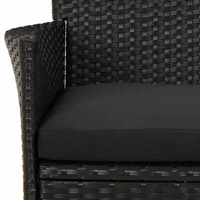 vidaXL 5 Piece Patio Bistro Set with Cushions Black Poly Rattan