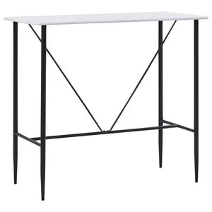 vidaXL Bar Table White MDF 47.2x23.6x43.3 in Modern Bar Table
