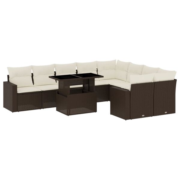 vidaXL Garden Sofa Set Brown and Cream White