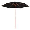 vidaXL Garden Parasol Black Laminated bamboo, hardwood, polyester Large
